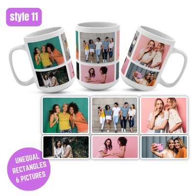 PERSONALISED MUG from 1 to 12 PICTURES & TEXT cup coffee tea gift present photo