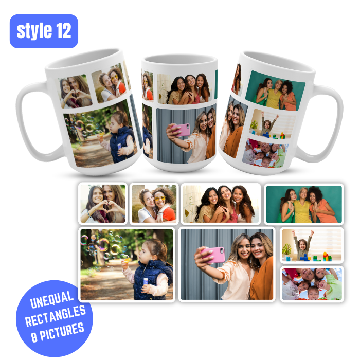 PERSONALISED MUG from 1 to 12 PICTURES & TEXT cup coffee tea gift present photo