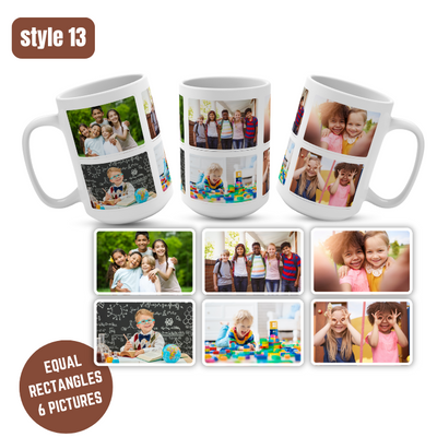PERSONALISED MUG from 1 to 12 PICTURES & TEXT cup coffee tea gift present photo