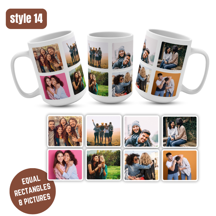 PERSONALISED MUG from 1 to 12 PICTURES & TEXT cup coffee tea gift present photo