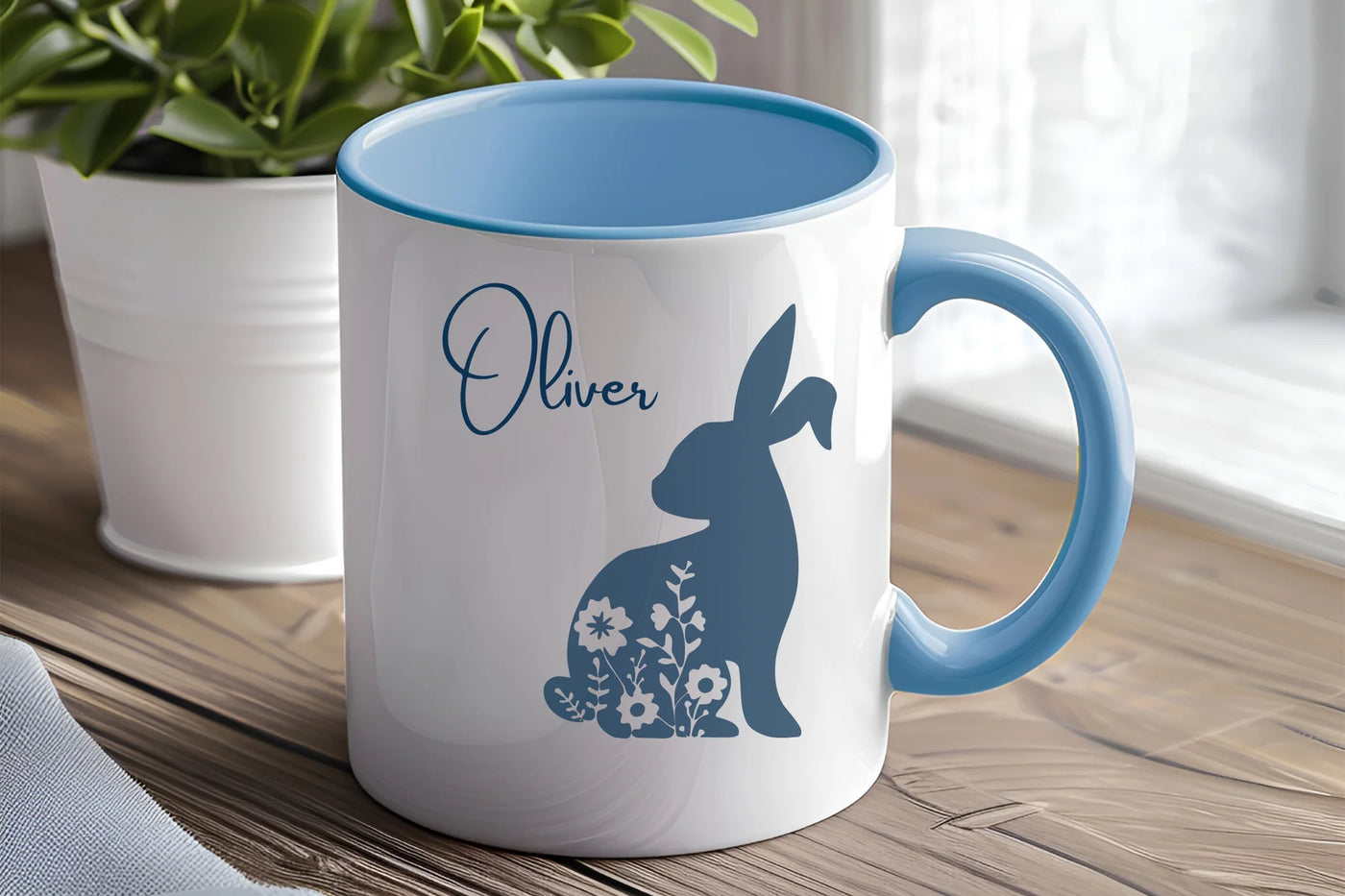 Rebbit Design Easter Gift inner colour mug Mug Gift Personalised Mug