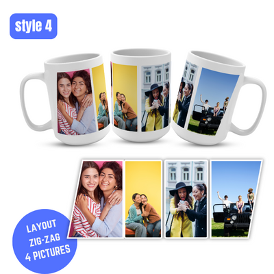 PERSONALISED MUG from 1 to 12 PICTURES & TEXT cup coffee tea gift present photo
