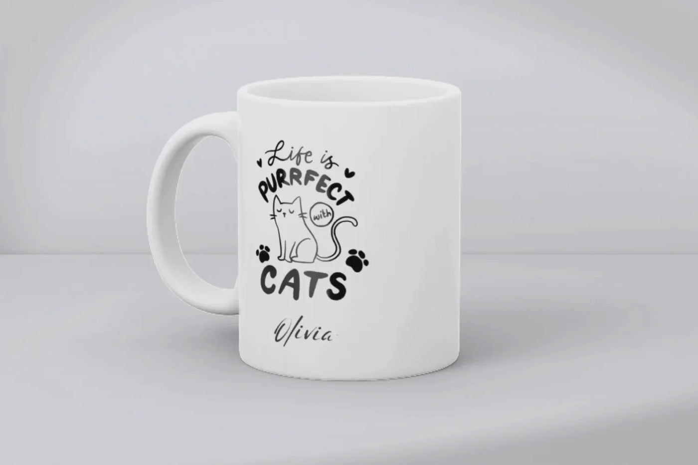 life is purrfect cats Ceramic Mug - Gift For Her - Personalised Mug