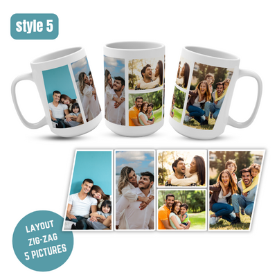 PERSONALISED MUG from 1 to 12 PICTURES & TEXT cup coffee tea gift present photo