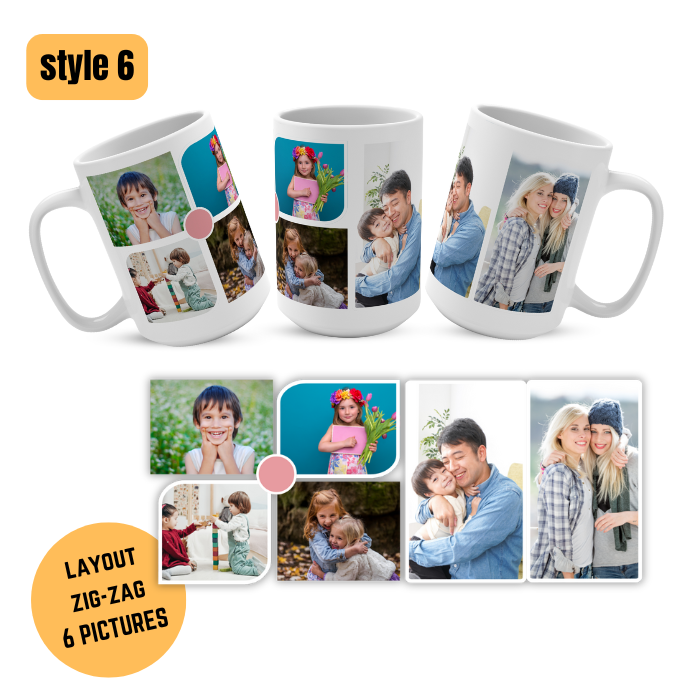 PERSONALISED MUG from 1 to 12 PICTURES & TEXT cup coffee tea gift present photo
