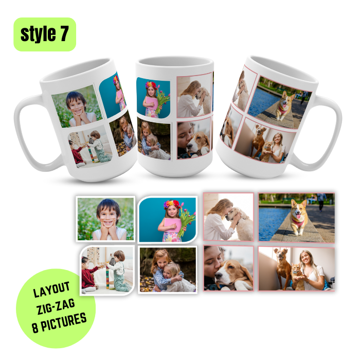 PERSONALISED MUG from 1 to 12 PICTURES & TEXT cup coffee tea gift present photo