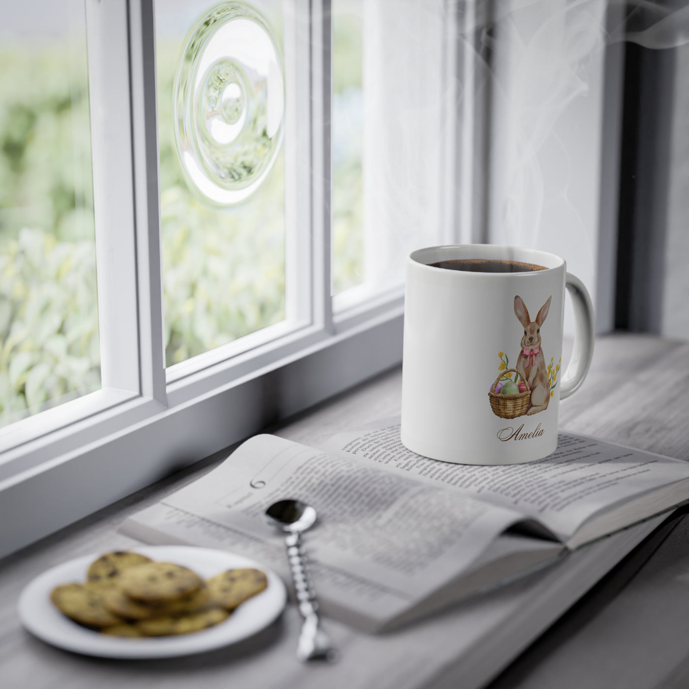 Personalised Bunny Rabbit Mug And Your custom text