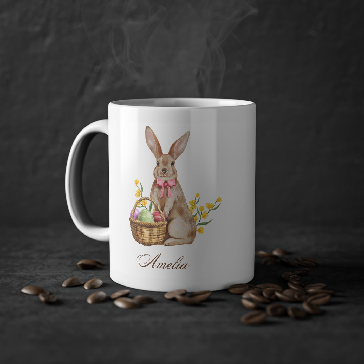 Personalised Bunny Rabbit Mug And Your custom text